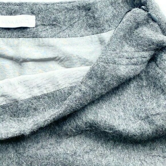 Nina Ricci Women's Size 44 US12 Large Gray Skirt Alpaca A-Line Silk Lined Mini - Picture 5 of 10